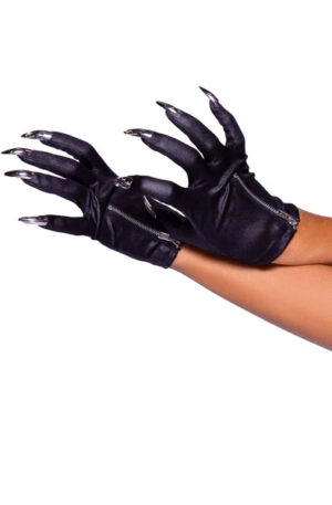 Leg Avenue Zip-Up Claw Gloves Black - Cimdi 1