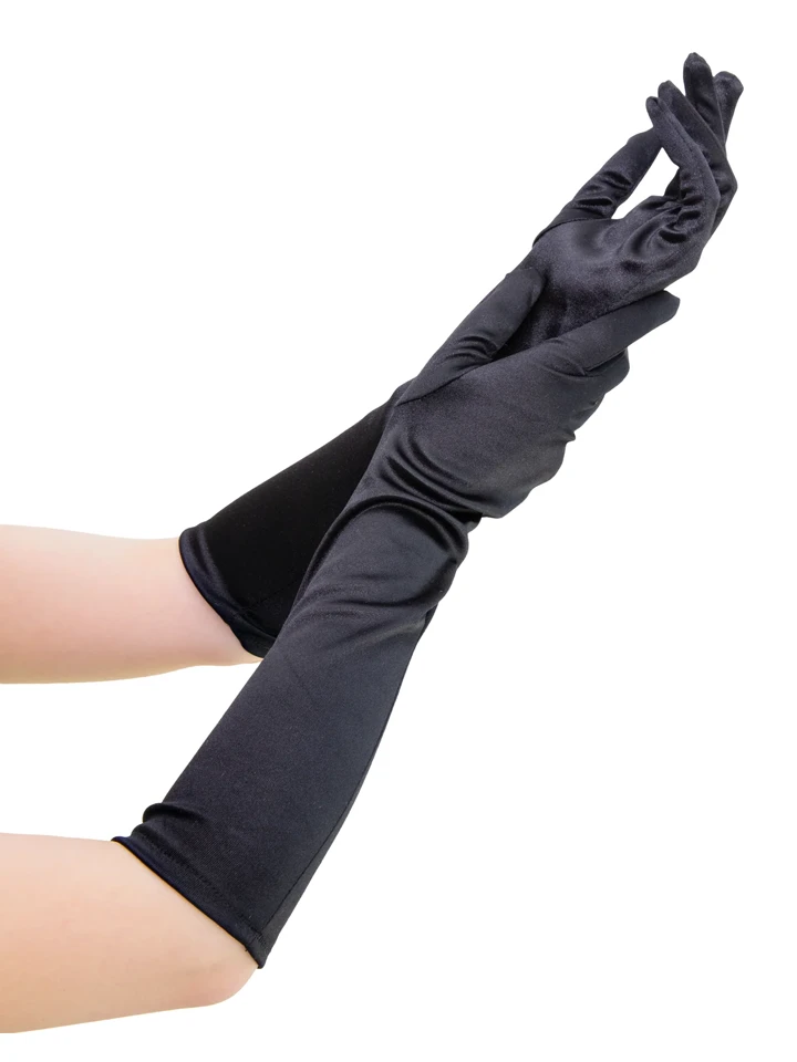 Long Black Satin Gloves 40 cm - Cimdi 1 [full]