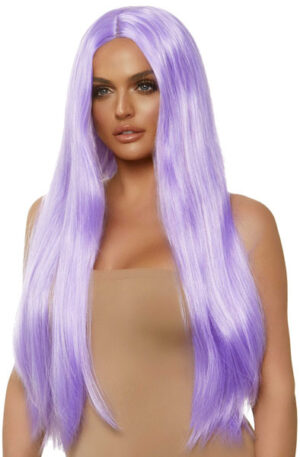 Long Straight Center Part Wig Lavender - Parūka 1