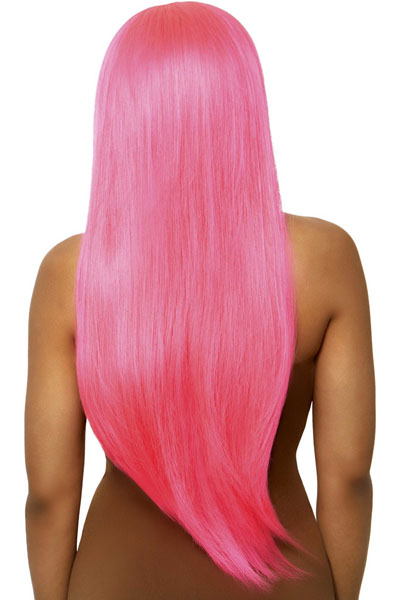Long Straight Center Part Wig Neon Pink - Parūka 2