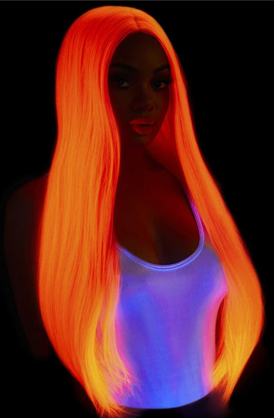 Long Straight Center Part Wig Neon Pink - Parūka 3