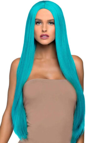 Long Straight Center Part Wig Turquoise - Parūka 1
