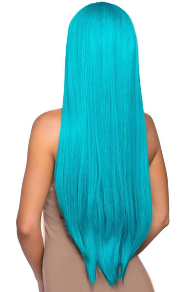 Long Straight Center Part Wig Turquoise - Parūka 2