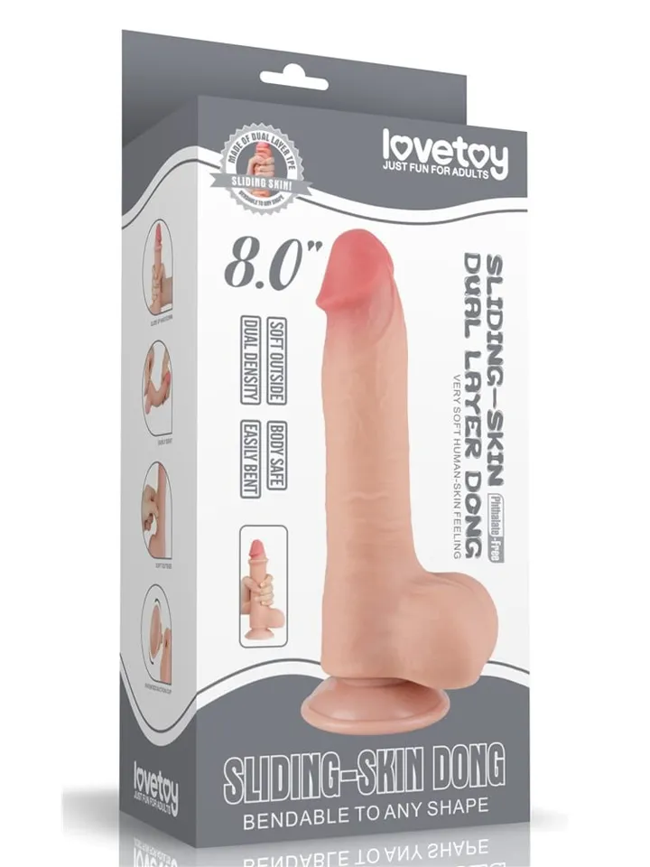 Lovetoy Sliding Skin Dual Layer Dildo 20 cm - Dzīvīgs dildo 5 [full]