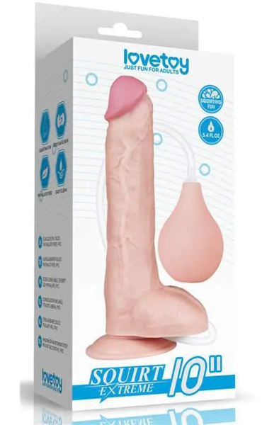 Lovetoy Squirt Extreme Dildo Flesh 25,5 cm - Smidzināšanas dildo 4