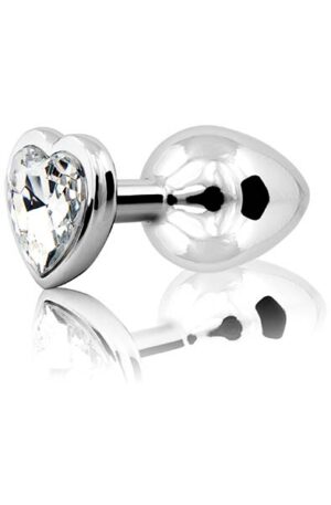Loving Heart Butt Plug Silver/Clear Medium - Anālais spraudnis metāla 1