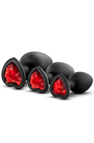Luxe Bling Plugs Training Kit With Red Gems - Anālā spraudņa komplekts 1