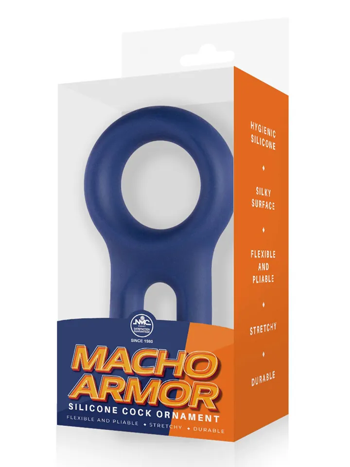 Macho Armor Silicone Cock & Ball Ring Blue - Dzimumlocekļa un sēklinieku maisiņa gredzeni 2 [full]