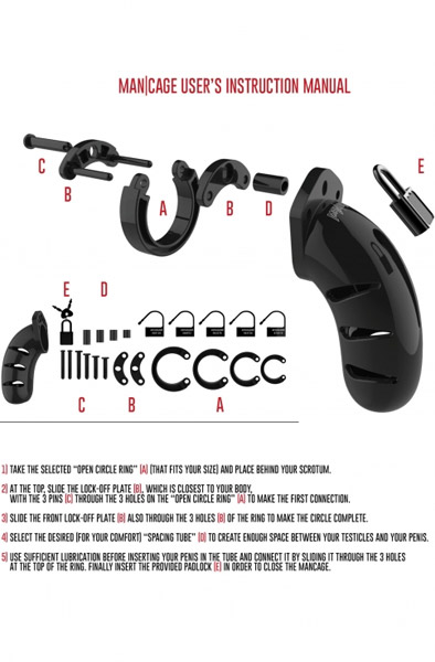 Mancage 01 Chastity Cock Cage Black - Šķīstības būris 3