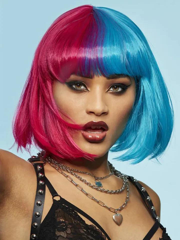 Manic Panic Red & Blue Bob Wig - Parūka 1 [full]