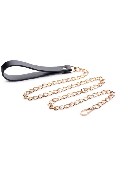 Master Series Luxury Leash Black/Gold - BDSM apkakles 1