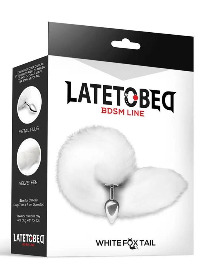 Metal Butt Plug With White Foxy Tail 40 cm - Dzīvnieka astes anālais spraudnis 1 [full]