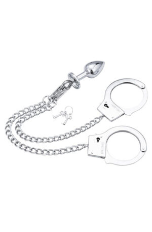 Metal Hand Cuffs With Anal Plug - Anālais spraudnis metāla 1