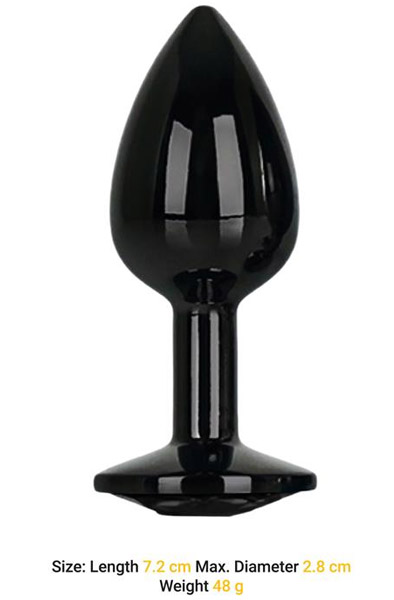 Metalic Butt Plug With Blackgem Jewel S - Anālais spraudnis metāla 2