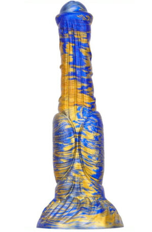 Metallic Fantasy Dildo Jumbox Blue/Gold 24 cm - Dragon dildo 1