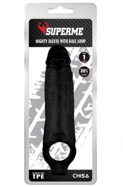 Mighty Loop Black Sleeve - Penisa pagarinātājs/dzimumlocekļa piedurkne 2
