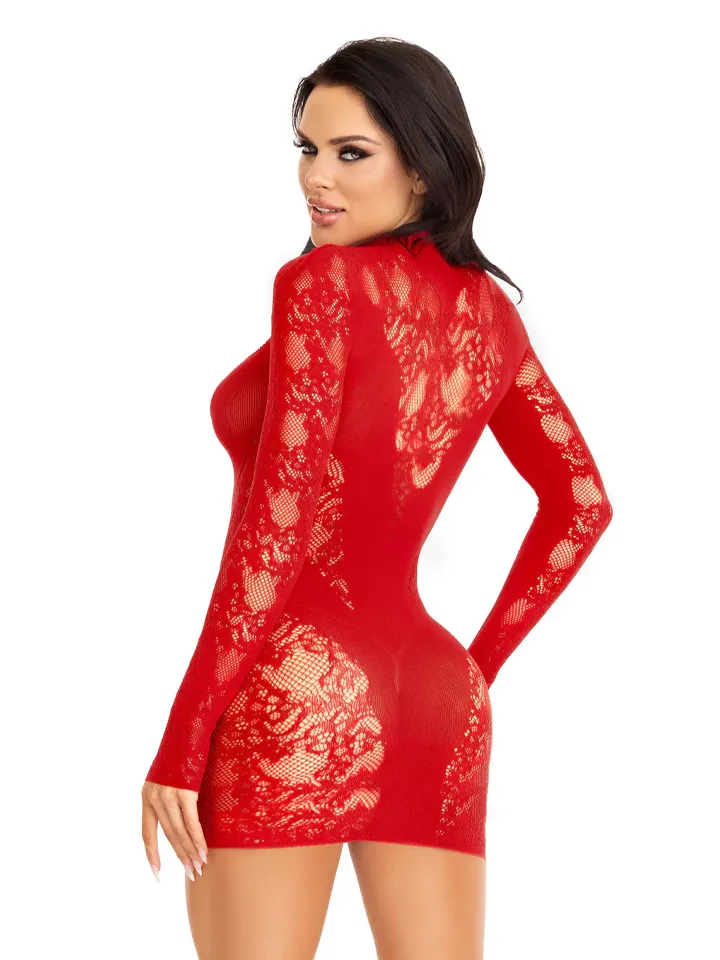 Mini Dress & Gloved Sleeves Red - Kleitas un Svārki 3 [full]