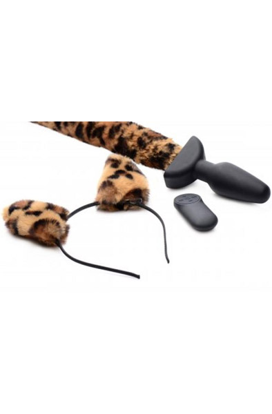 Moving & Vibrating Anal Plug Leopord Tail - Dzīvnieka astes anālais spraudnis 2
