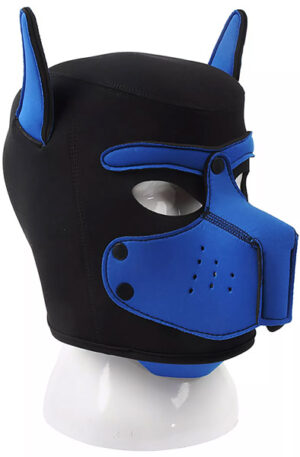 Neoprene Dog On Mask Black-Blue - BDSM maska 1