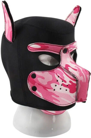 Neoprene Dog On Mask Black-Camouflage Pink - BDSM maska 1