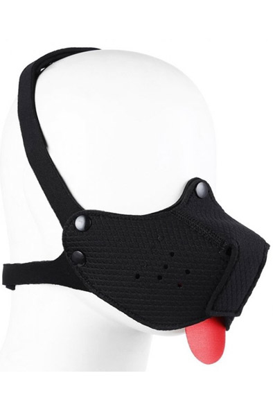 Neoprene Puppy Black Snout + Tongue - BDSM maska 1