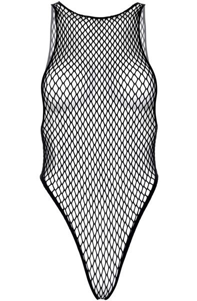 Net Snap Crotch Tank Bodysuit Black - Tedijs 3