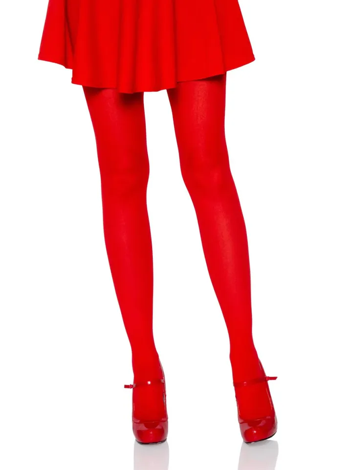 Nylon Opaque Pantyhose Red - Zeķes 1 [full]