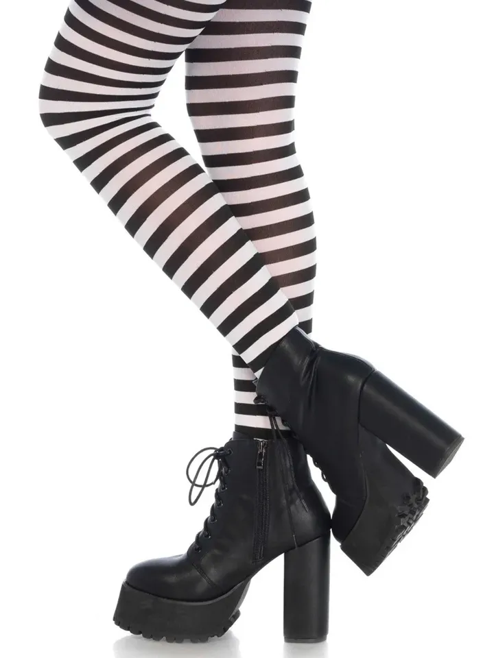 Nylon Striped Pantyhose Black/White - Zeķes 1 [full]