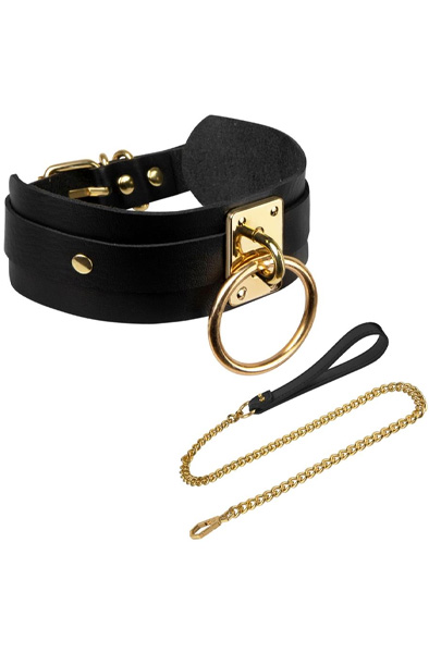O-Ring Collar & Leash Gold/Black - Kaklasiksna un pavadas 2