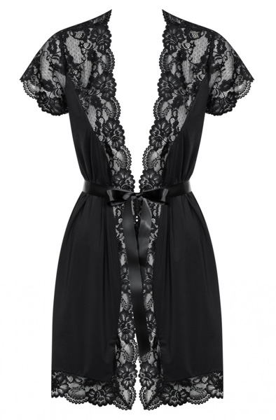 Obsessive 810-PEI-1 Peignoir Black - Seksīga apakšveļa 3