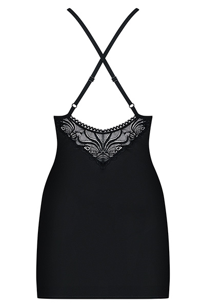 Obsessive 828-CHE-1 Chemise & Thong Black - Seksīga apakšveļa 4