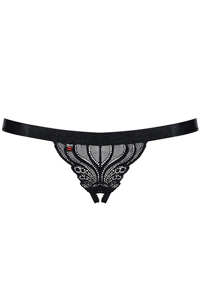 Obsessive 828-THC-1 Crotchless Thong Black - Biksītes bez kājstarpēm 4