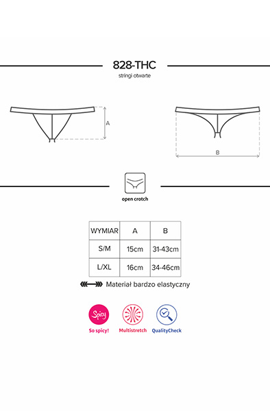 Obsessive 828-THC-1 Crotchless Thong Black - Biksītes bez kājstarpēm 6