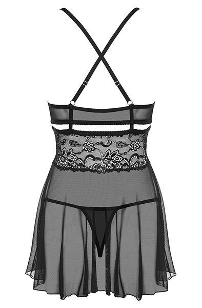 Obsessive 838-BAB Babydoll & Thong Black - Seksīga apakšveļa 4