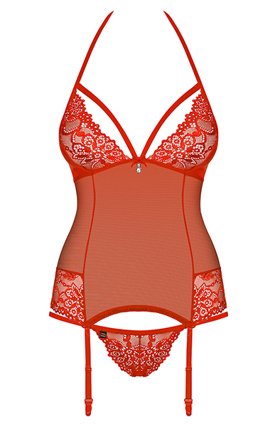 Obsessive 838-COR-3 Corset & Thong Red - Korsete un siksnas 3