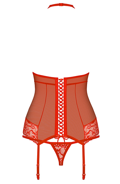 Obsessive 838-COR-3 Corset & Thong Red - Korsete un siksnas 4