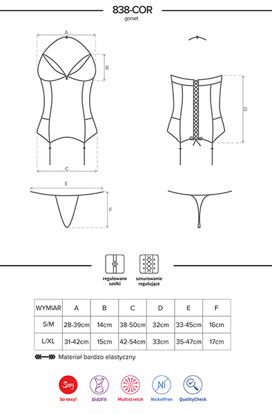 Obsessive 838-COR-3 Corset & Thong Red - Korsete un siksnas 5