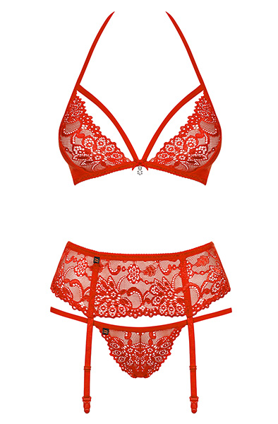 Obsessive 838-SEG-3 3 pcs set Red - Seksīga apakšveļa 4