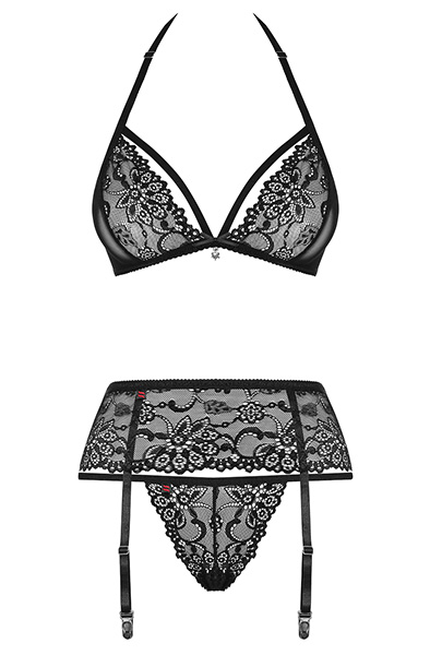 Obsessive 838-SEG 3 pcs Set Black - Seksīga apakšveļa 3