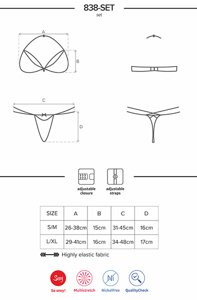 Obsessive 838-SET 2 pcs Set Red - Seksīga apakšveļa 5