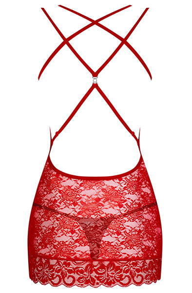 Obsessive 860-CHE-3 Chemise & Thong Red - Seksīga apakšveļa 4