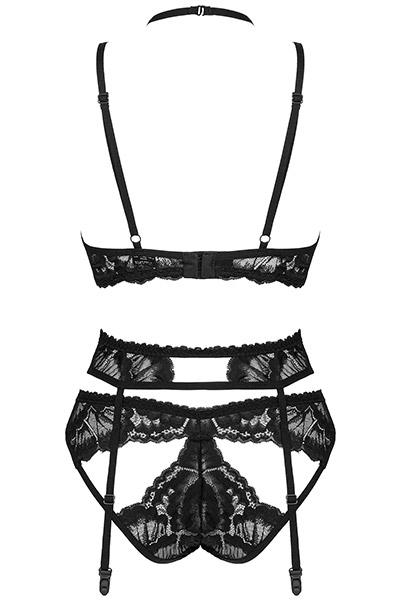 Obsessive Alessya 3-pcs Set Black - Seksīga apakšveļa 5