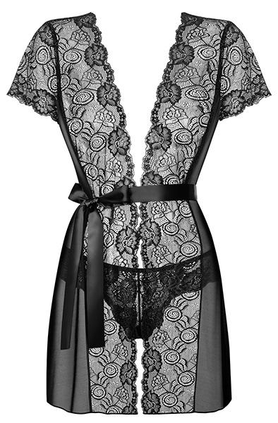 Obsessive Alluria Peignoir & Thong Black - Seksīga apakšveļa 3
