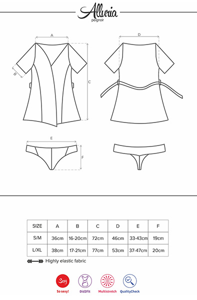 Obsessive Alluria Peignoir & Thong Black - Seksīga apakšveļa 5