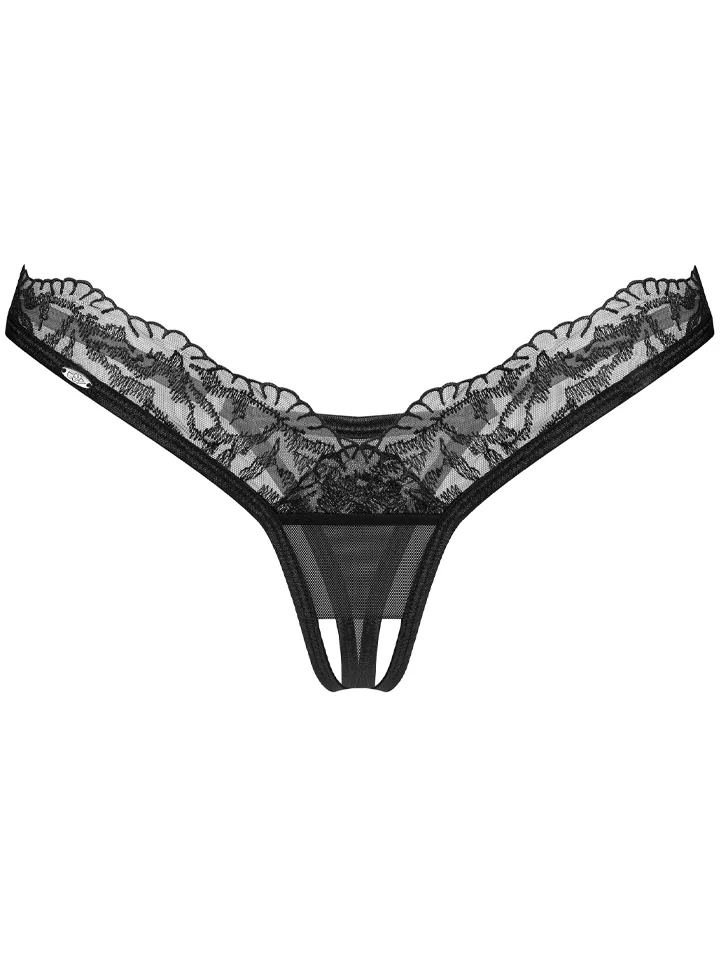 Obsessive Arrowel Crotchless Thong Black - Biksītes ar atvērtu kājstarpi 3
