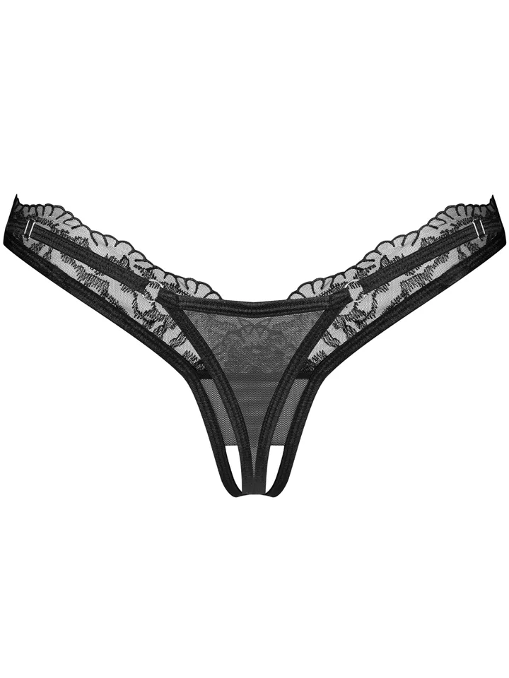 Obsessive Arrowel Crotchless Thong Black - Biksītes ar atvērtu kājstarpi 4