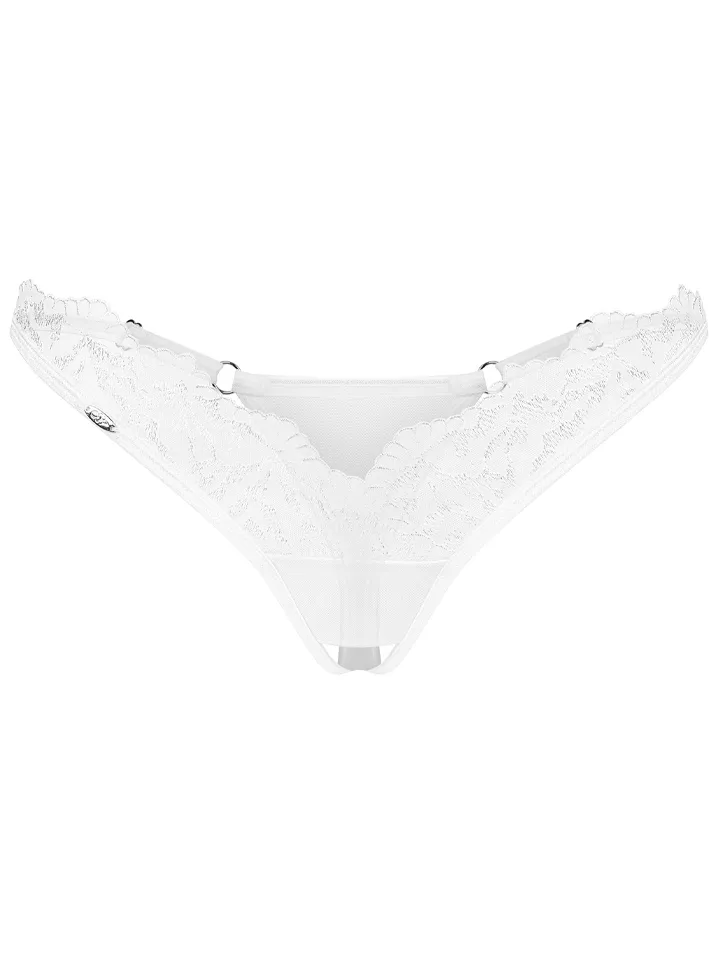 Obsessive Arrowel Crotchless Thong White - Biksītes bez kājstarpēm 4