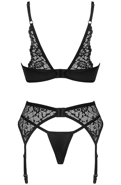 Obsessive Bellastia 3-pcs Set Black - Seksīga apakšveļa 4