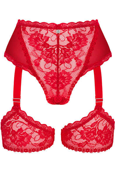 Obsessive Belovya Garter Panties Red - Biksītes 3