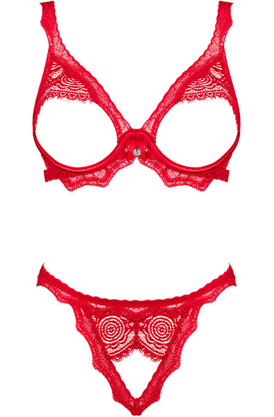 Obsessive Bergamore 2-pcs Set Red - Seksīga apakšveļa 3